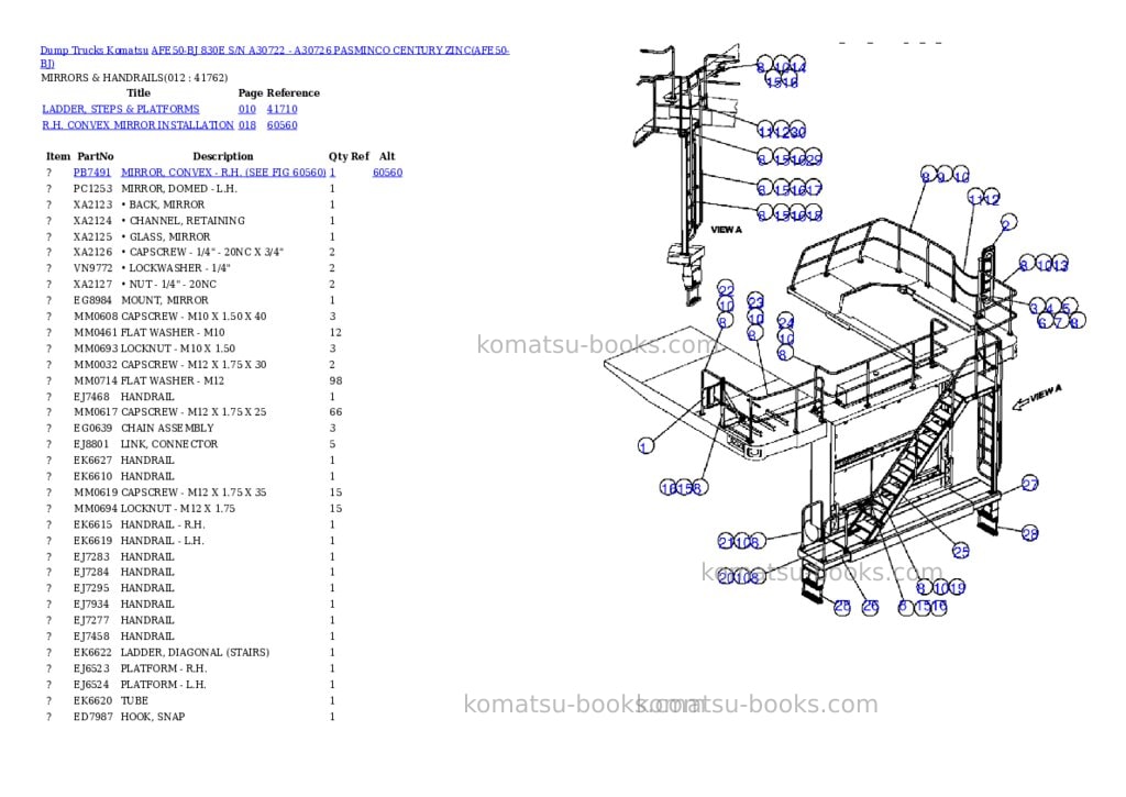 Komatsu afe50-bj 830e s/n a30722 - a30726 pasminco century zinc Parts catalog cover Page 6 Komatsu afe50-bj 830e s/n a30722 - a30726 pasminco century zinc Parts catalog cover Page 6