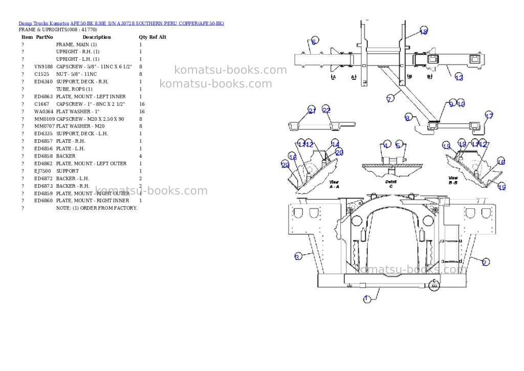 Komatsu afe50-bk 830e s/n a30728 southern peru copper Parts catalog cover Page 4
