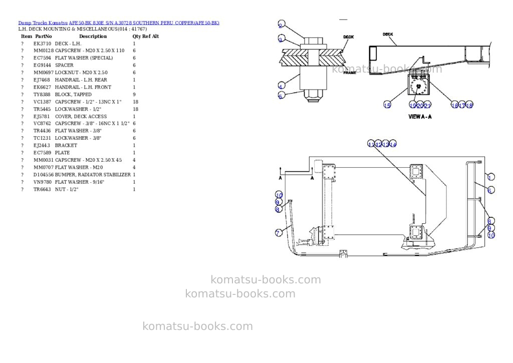 Komatsu afe50-bk 830e s/n a30728 southern peru copper Parts catalog cover Page 7