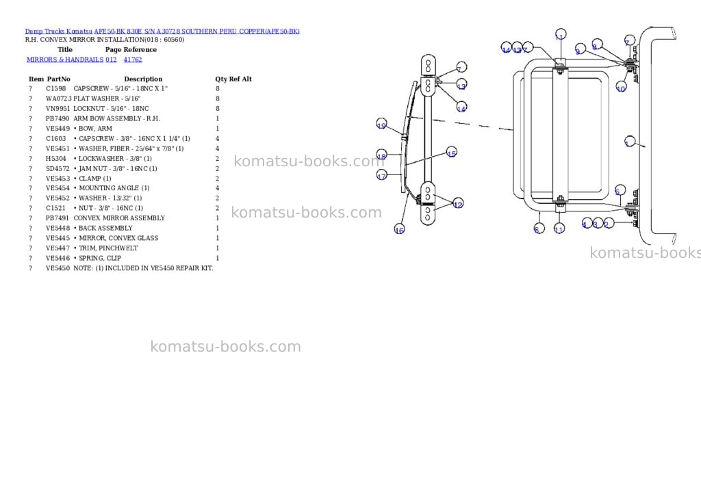 Komatsu afe50-bk 830e s/n a30728 southern peru copper Parts catalog cover Page 9