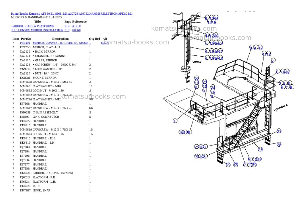 Komatsu afe50-bl 830e s/n a30729-a30732 hammersley iron Parts catalog cover Page 6 Komatsu afe50-bl 830e s/n a30729-a30732 hammersley iron Parts catalog cover Page 6