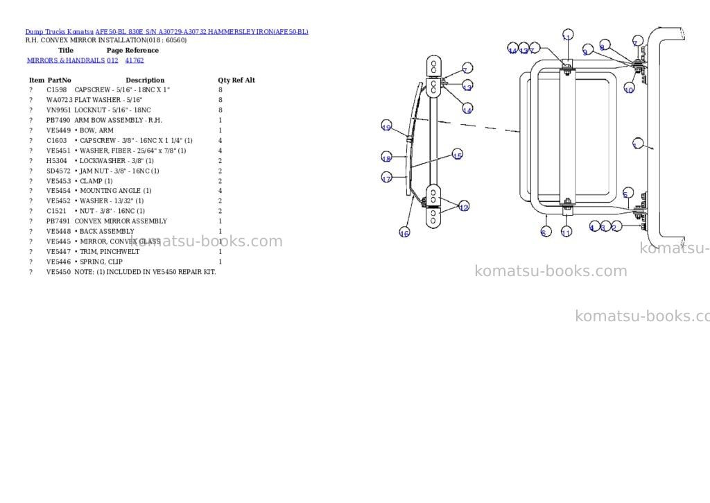 Komatsu afe50-bl 830e s/n a30729-a30732 hammersley iron Parts catalog cover Page 9 Komatsu afe50-bl 830e s/n a30729-a30732 hammersley iron Parts catalog cover Page 9