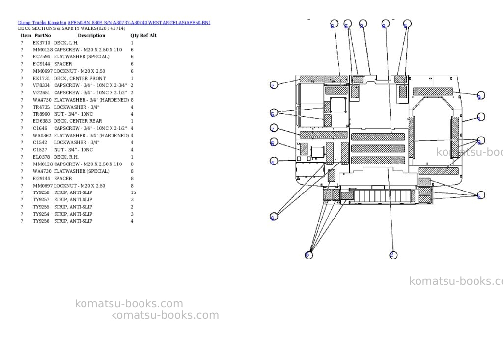 Komatsu afe50-bn 830e s/n a30737-a30740 west angelas Parts catalog cover Page 10 Komatsu afe50-bn 830e s/n a30737-a30740 west angelas Parts catalog cover Page 10