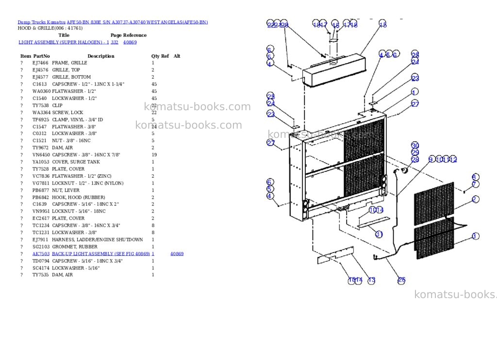 Komatsu afe50-bn 830e s/n a30737-a30740 west angelas Parts catalog cover Page 3 Komatsu afe50-bn 830e s/n a30737-a30740 west angelas Parts catalog cover Page 3