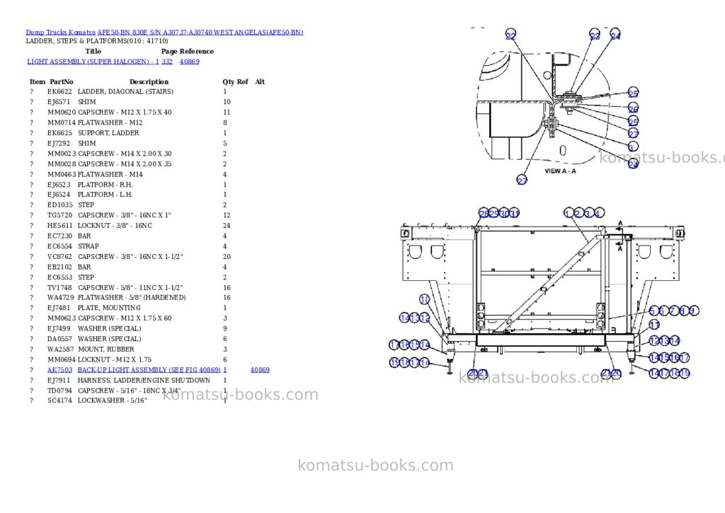 Komatsu afe50-bn 830e s/n a30737-a30740 west angelas Parts catalog cover Page 5 Komatsu afe50-bn 830e s/n a30737-a30740 west angelas Parts catalog cover Page 5