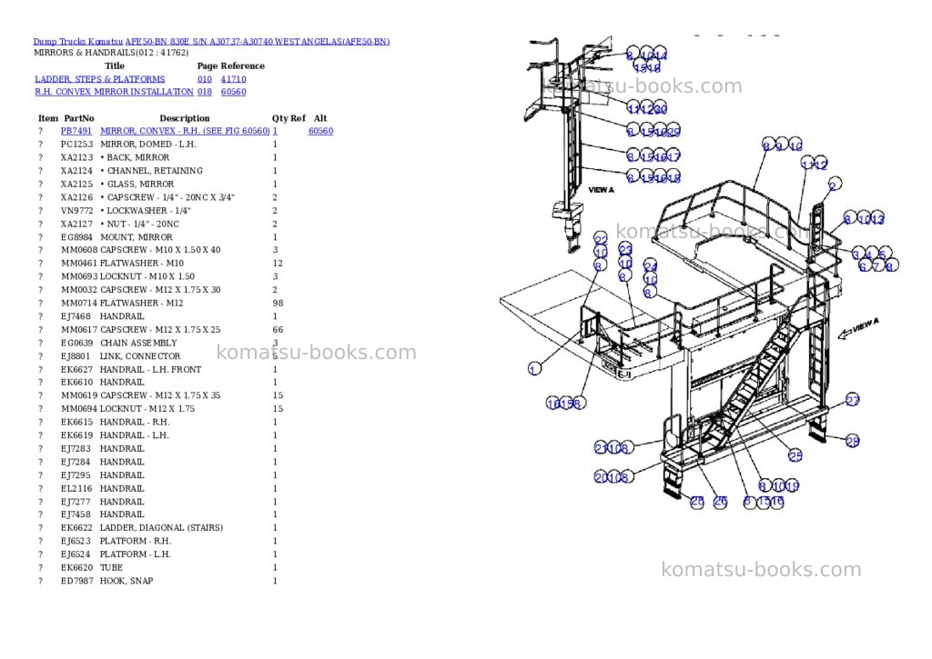 Komatsu afe50-bn 830e s/n a30737-a30740 west angelas Parts catalog cover Page 6 Komatsu afe50-bn 830e s/n a30737-a30740 west angelas Parts catalog cover Page 6