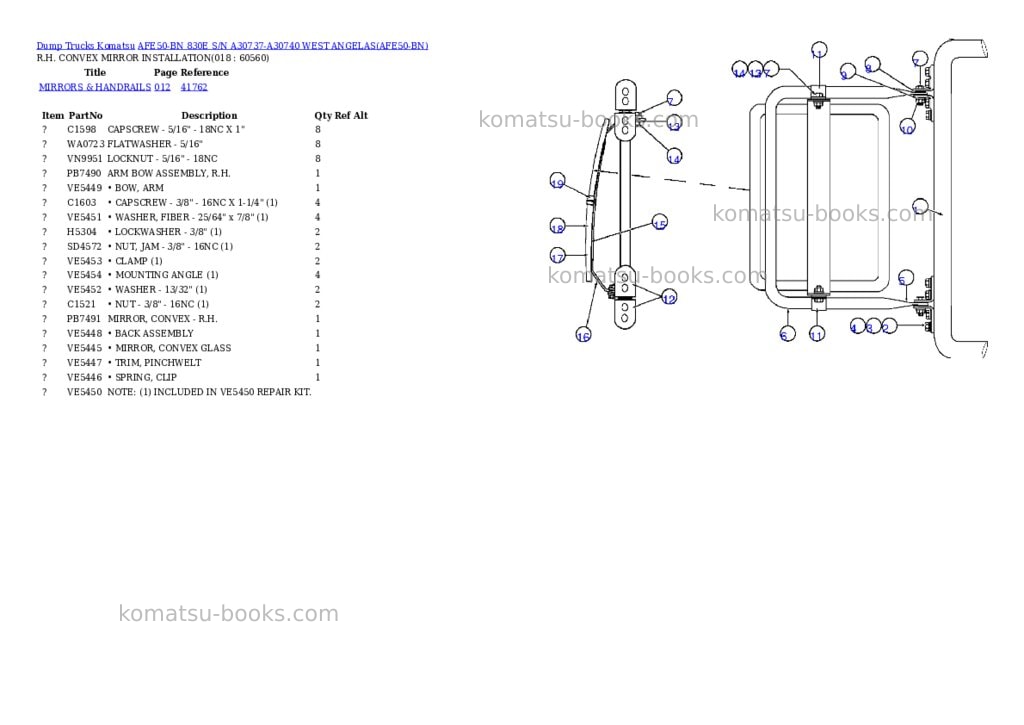 Komatsu afe50-bn 830e s/n a30737-a30740 west angelas Parts catalog cover Page 9 Komatsu afe50-bn 830e s/n a30737-a30740 west angelas Parts catalog cover Page 9
