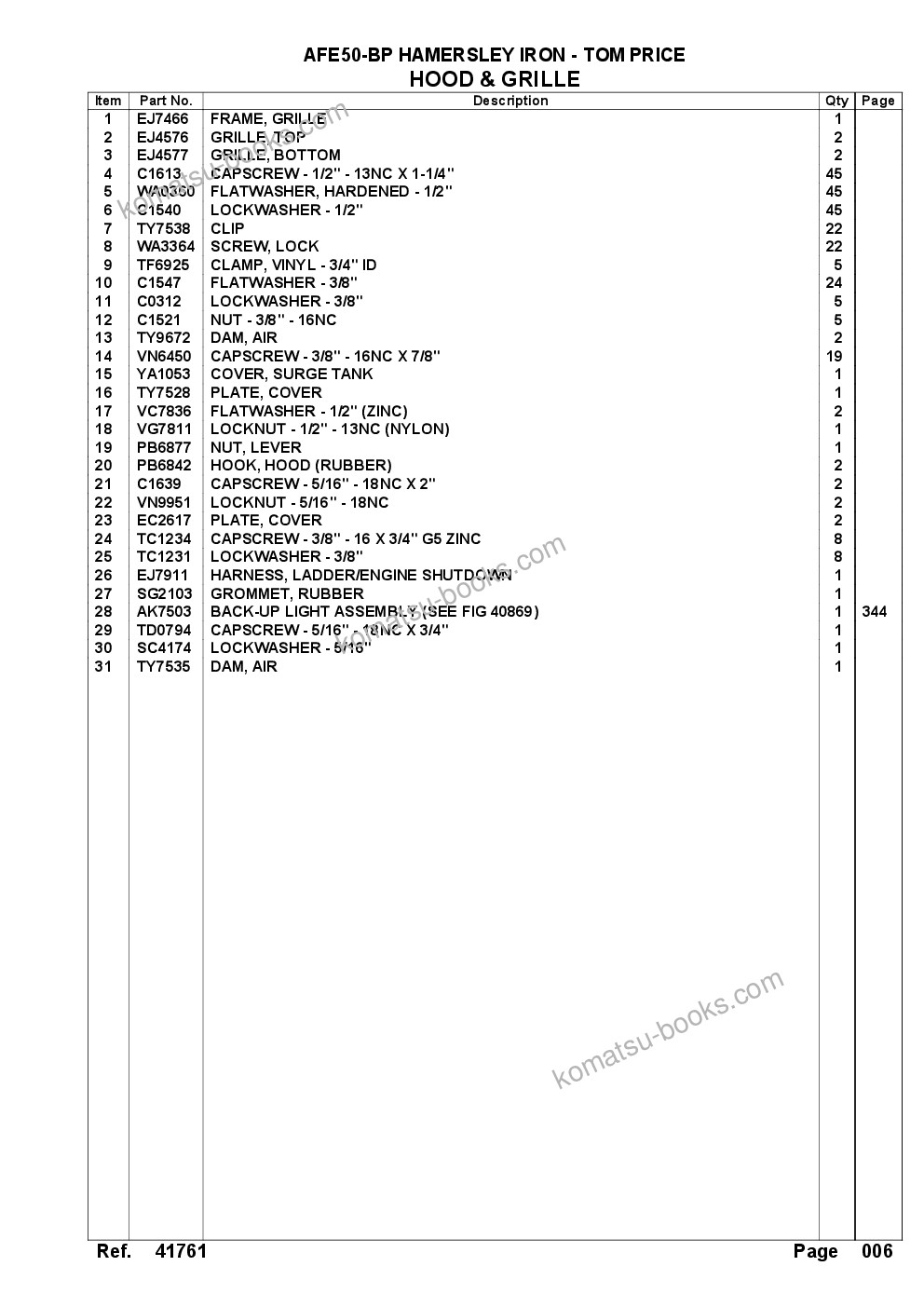 Komatsu afe50-bp 830e s/n a30741-a30745 hamersley iron - tom price Parts catalog cover Page 9 Komatsu afe50-bp 830e s/n a30741-a30745 hamersley iron - tom price Parts catalog cover Page 9