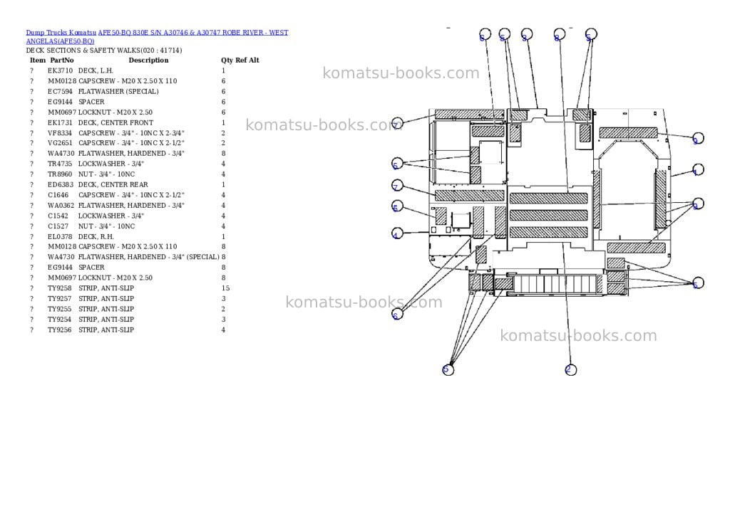Komatsu afe50-bq 830e s/n a30746 & a30747 robe river - west angelas Parts catalog cover Page 10 Komatsu afe50-bq 830e s/n a30746 & a30747 robe river - west angelas Parts catalog cover Page 10