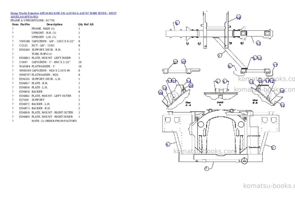 Komatsu afe50-bq 830e s/n a30746 & a30747 robe river - west angelas Parts catalog cover Page 4 Komatsu afe50-bq 830e s/n a30746 & a30747 robe river - west angelas Parts catalog cover Page 4
