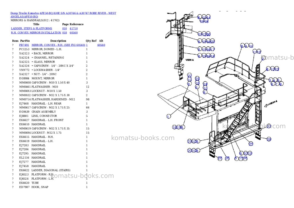 Komatsu afe50-bq 830e s/n a30746 & a30747 robe river - west angelas Parts catalog cover Page 6 Komatsu afe50-bq 830e s/n a30746 & a30747 robe river - west angelas Parts catalog cover Page 6