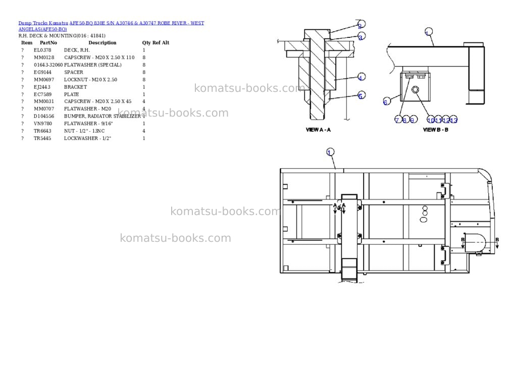 Komatsu afe50-bq 830e s/n a30746 & a30747 robe river - west angelas Parts catalog cover Page 8 Komatsu afe50-bq 830e s/n a30746 & a30747 robe river - west angelas Parts catalog cover Page 8