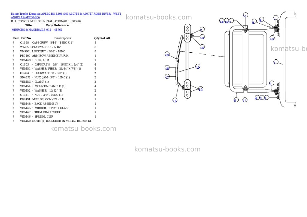 Komatsu afe50-bq 830e s/n a30746 & a30747 robe river - west angelas Parts catalog cover Page 9 Komatsu afe50-bq 830e s/n a30746 & a30747 robe river - west angelas Parts catalog cover Page 9