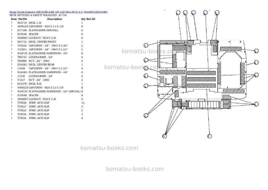 Komatsu afe50-br 830e s/n a30748-a30752 a.t. massey Parts catalog cover Page 10