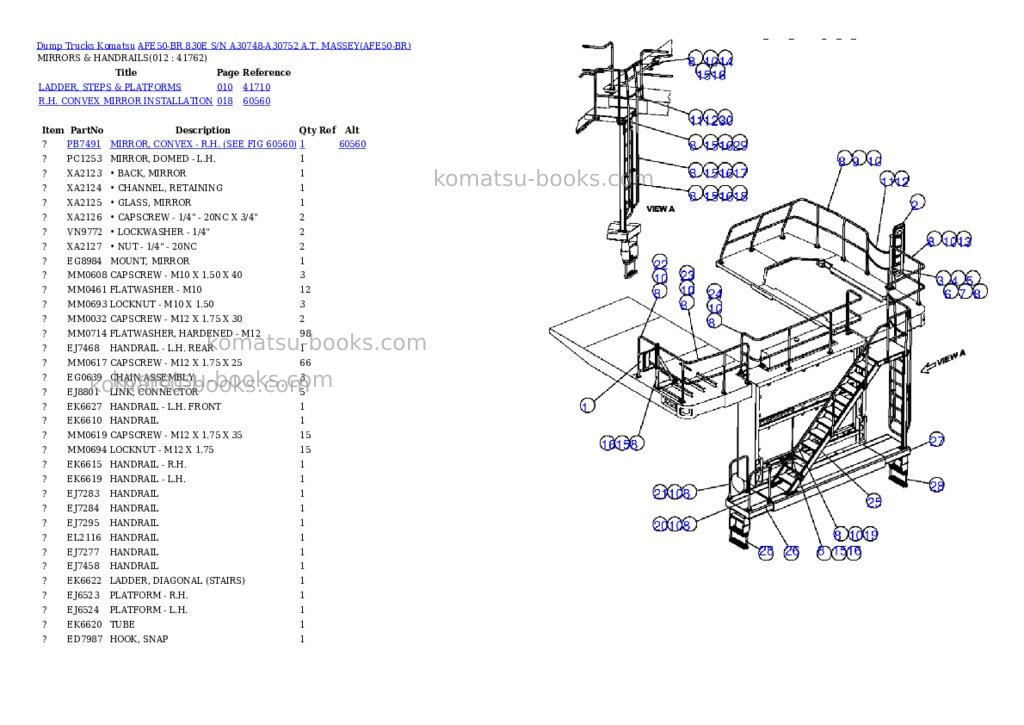 Komatsu afe50-br 830e s/n a30748-a30752 a.t. massey Parts catalog cover Page 6