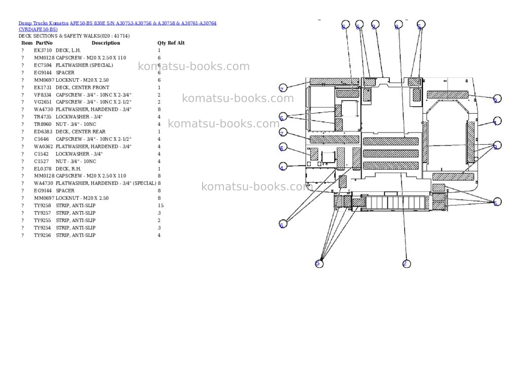 Komatsu afe50-bs 830e s/n a30753-a30756 & a30758 & a30761-a30764 cvrd Parts catalog cover Page 10 Komatsu afe50-bs 830e s/n a30753-a30756 & a30758 & a30761-a30764 cvrd Parts catalog cover Page 10