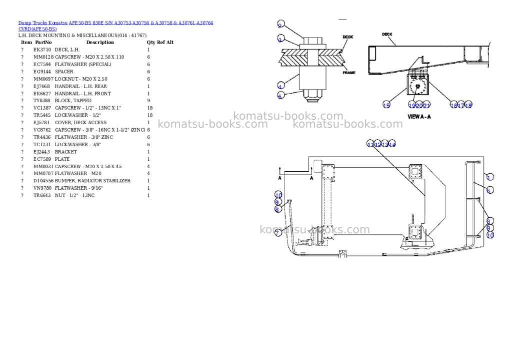 Komatsu afe50-bs 830e s/n a30753-a30756 & a30758 & a30761-a30764 cvrd Parts catalog cover Page 7 Komatsu afe50-bs 830e s/n a30753-a30756 & a30758 & a30761-a30764 cvrd Parts catalog cover Page 7