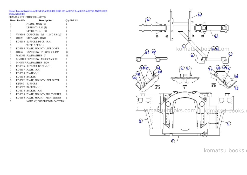 Komatsu afe50-bt 830e s/n a30757 & a30759-a30760 antelope coal Parts catalog cover Page 4 Komatsu afe50-bt 830e s/n a30757 & a30759-a30760 antelope coal Parts catalog cover Page 4