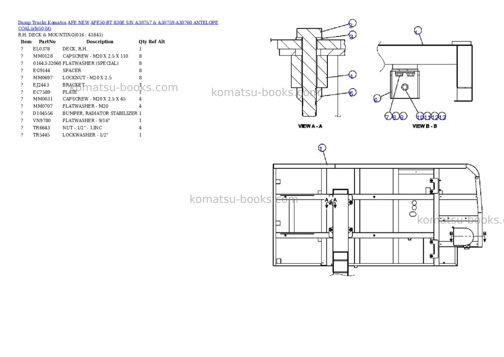 Komatsu afe50-bt 830e s/n a30757 & a30759-a30760 antelope coal Parts catalog cover Page 8 Komatsu afe50-bt 830e s/n a30757 & a30759-a30760 antelope coal Parts catalog cover Page 8