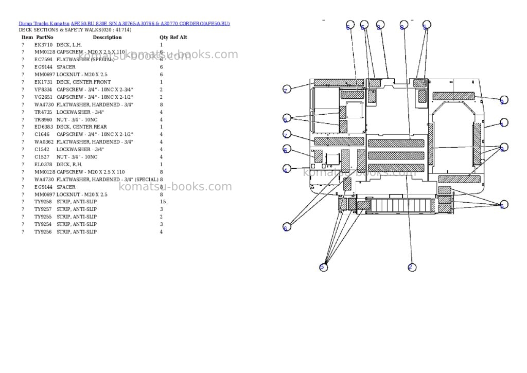 Komatsu afe50-bu 830e s/n a30765-a30766 & a30770 cordero Parts catalog cover Page 10