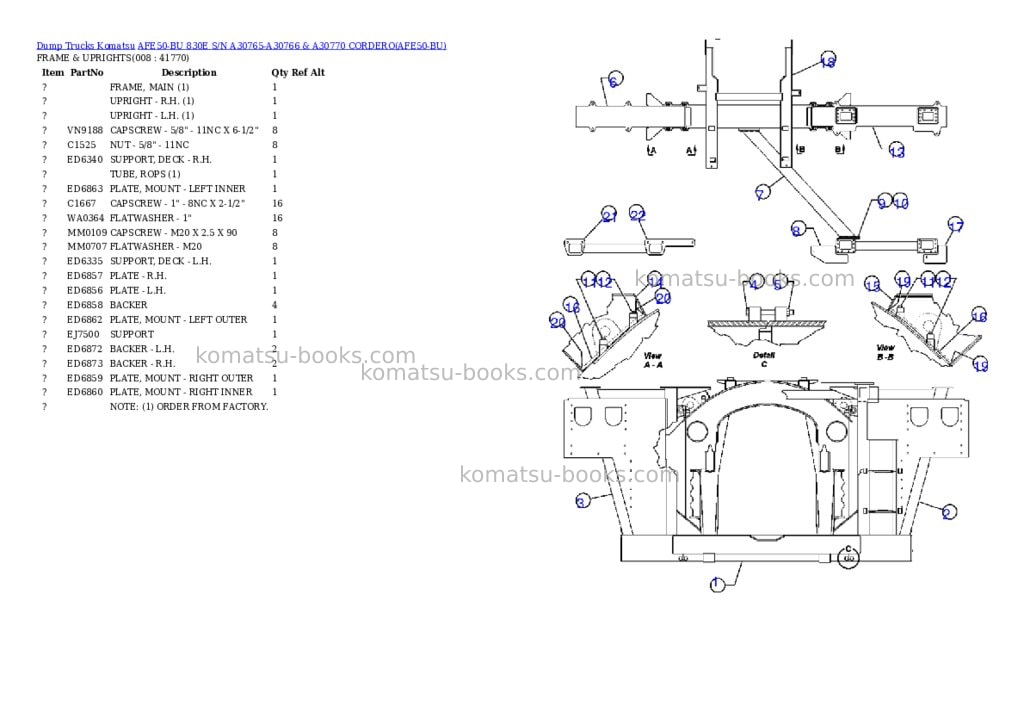 Komatsu afe50-bu 830e s/n a30765-a30766 & a30770 cordero Parts catalog cover Page 4