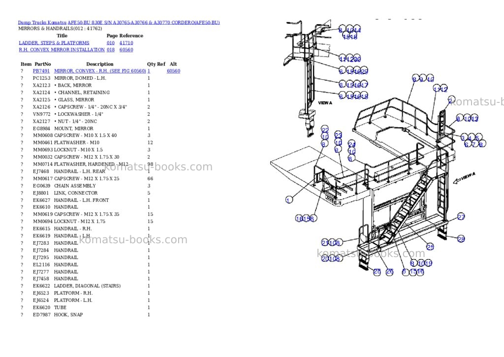 Komatsu afe50-bu 830e s/n a30765-a30766 & a30770 cordero Parts catalog cover Page 6