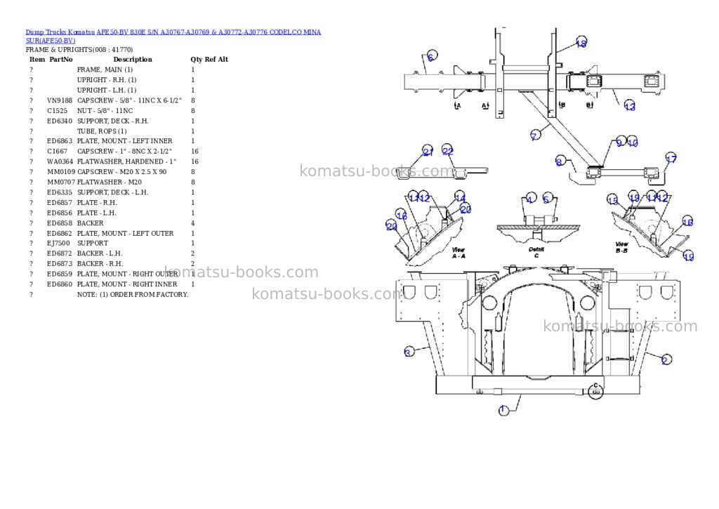 Komatsu afe50-bv 830e s/n a30767-a30769 & a30772-a30776 codelco mina sur Parts catalog cover Page 4