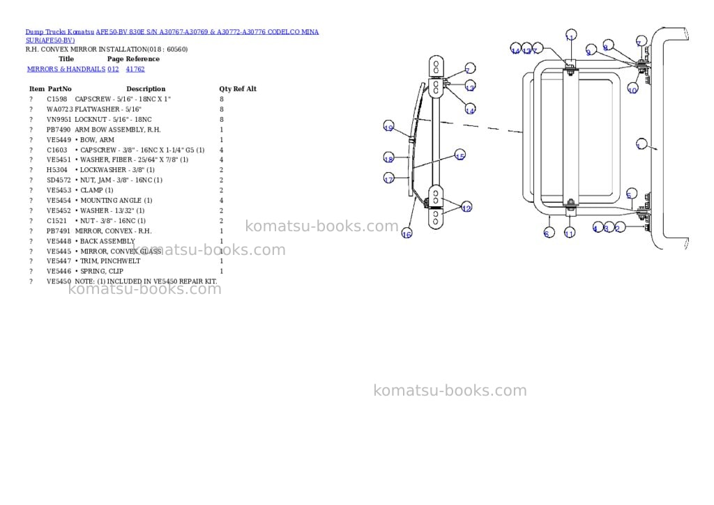 Komatsu afe50-bv 830e s/n a30767-a30769 & a30772-a30776 codelco mina sur Parts catalog cover Page 9
