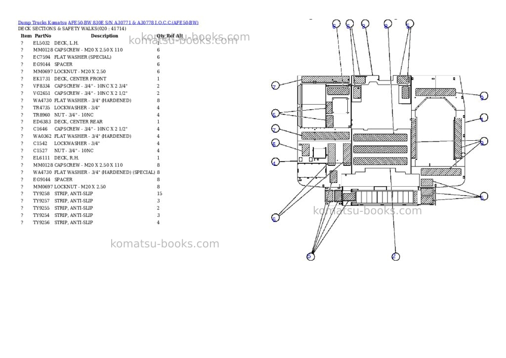 Komatsu afe50-bw 830e s/n a30771 & a30778 i.o.c.c. Parts catalog cover Page 10 Komatsu afe50-bw 830e s/n a30771 & a30778 i.o.c.c. Parts catalog cover Page 10