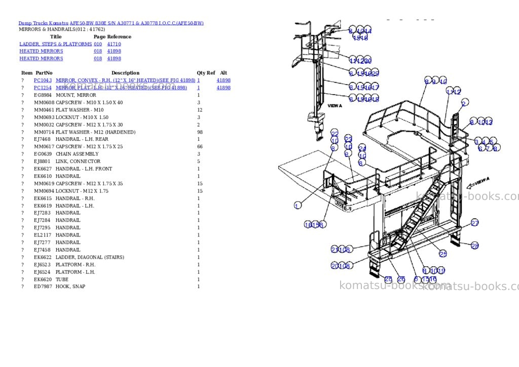 Komatsu afe50-bw 830e s/n a30771 & a30778 i.o.c.c. Parts catalog cover Page 6 Komatsu afe50-bw 830e s/n a30771 & a30778 i.o.c.c. Parts catalog cover Page 6