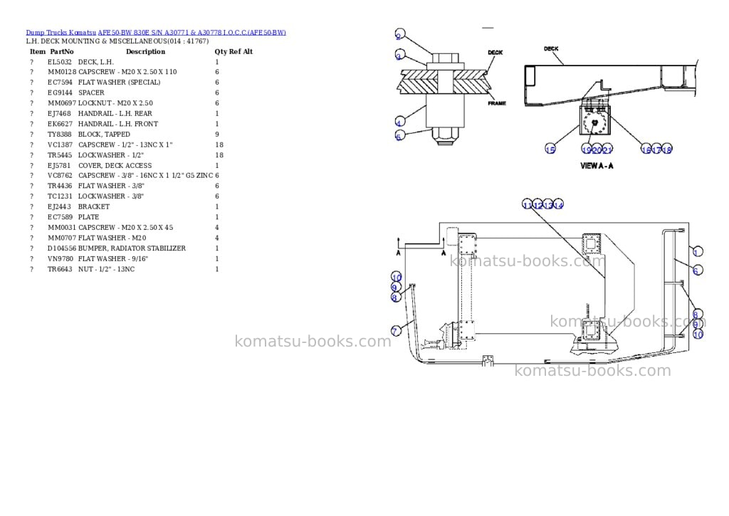 Komatsu afe50-bw 830e s/n a30771 & a30778 i.o.c.c. Parts catalog cover Page 7 Komatsu afe50-bw 830e s/n a30771 & a30778 i.o.c.c. Parts catalog cover Page 7