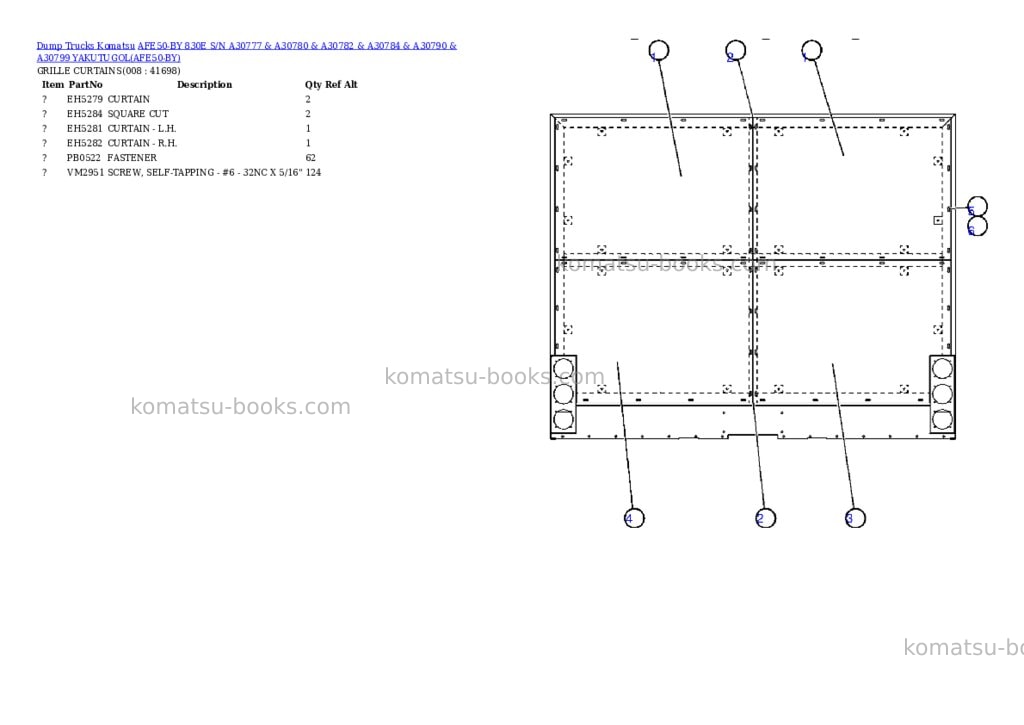 Komatsu afe50-by 830e s/n a30777 & a30780 & a30782 & a30784 & a30790 & a30799 yakutugol Parts catalog cover Page 4