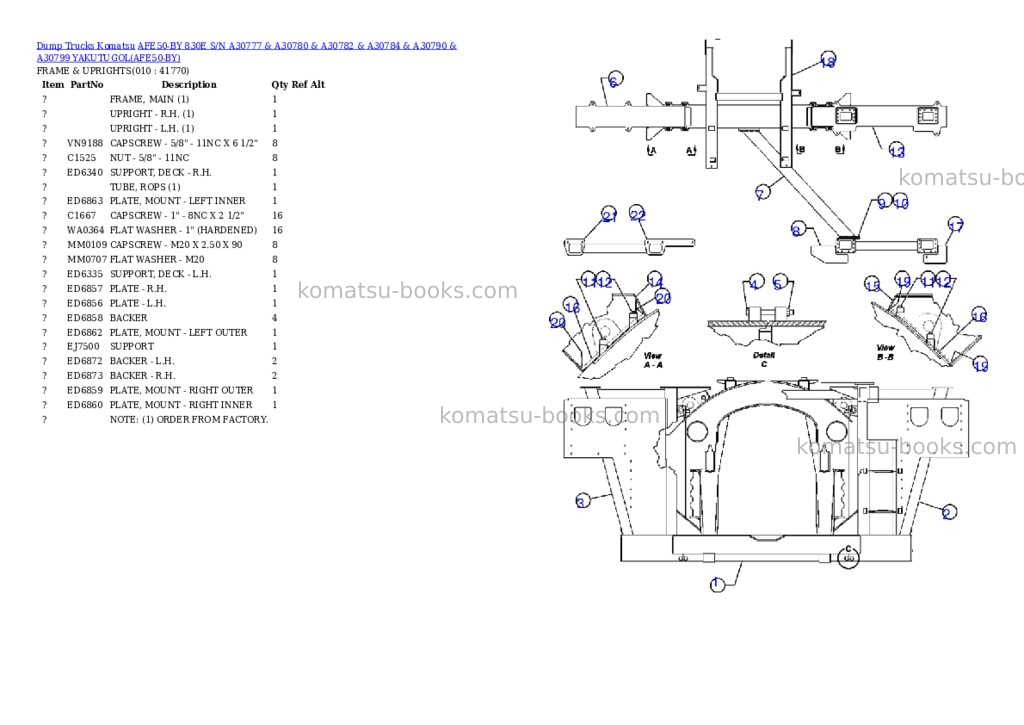 Komatsu afe50-by 830e s/n a30777 & a30780 & a30782 & a30784 & a30790 & a30799 yakutugol Parts catalog cover Page 5