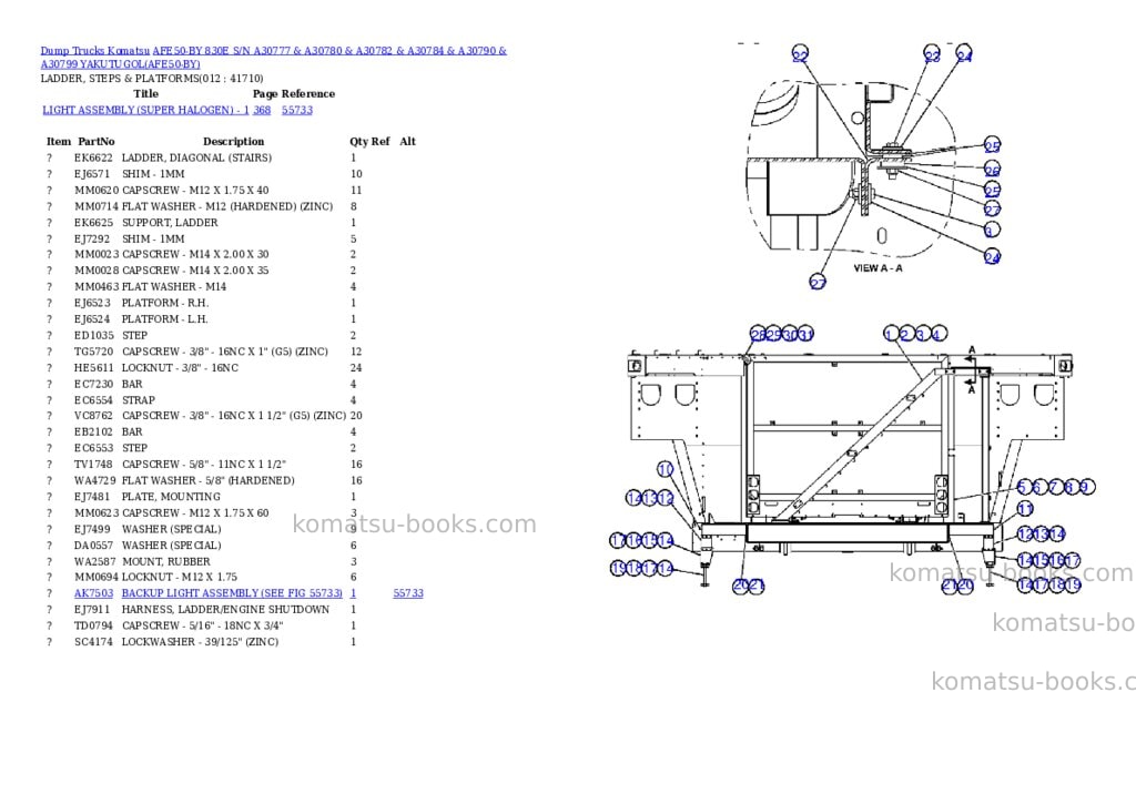 Komatsu afe50-by 830e s/n a30777 & a30780 & a30782 & a30784 & a30790 & a30799 yakutugol Parts catalog cover Page 6
