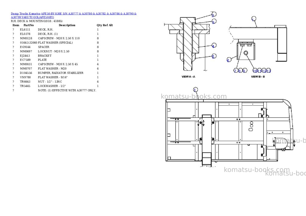 Komatsu afe50-by 830e s/n a30777 & a30780 & a30782 & a30784 & a30790 & a30799 yakutugol Parts catalog cover Page 9
