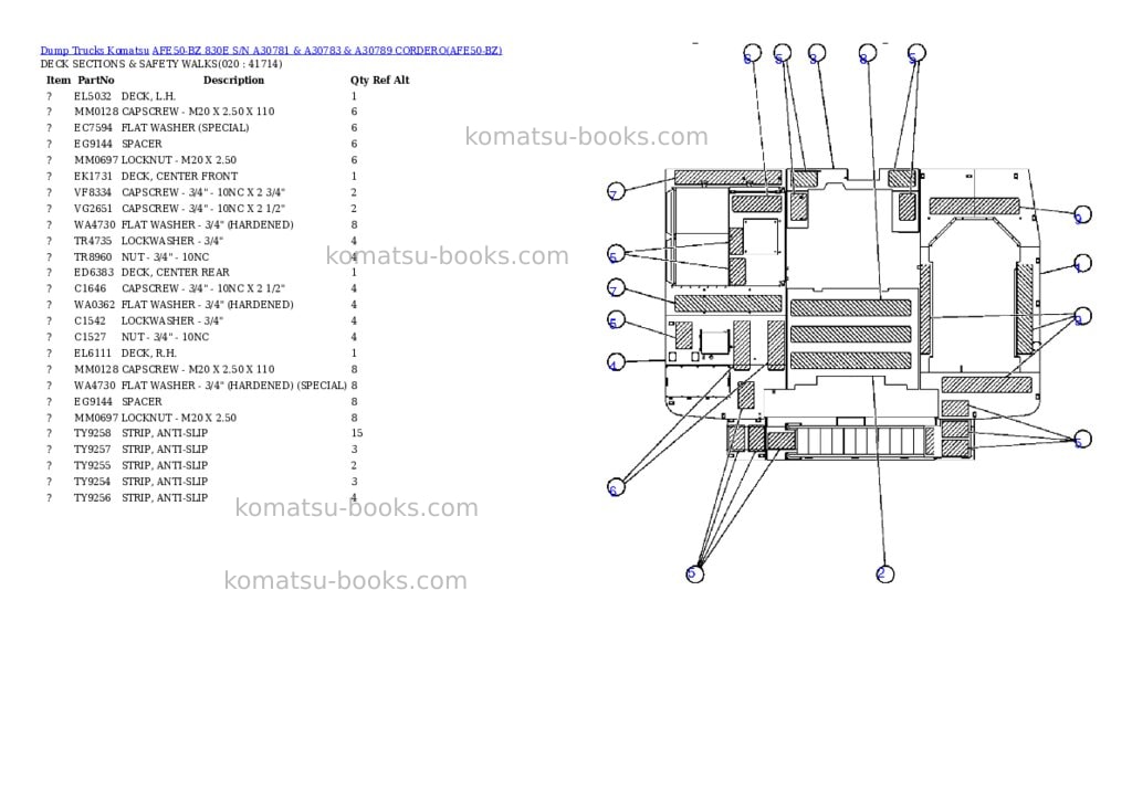Komatsu afe50-bz 830e s/n a30781 & a30783 & a30789 cordero Parts catalog cover Page 10