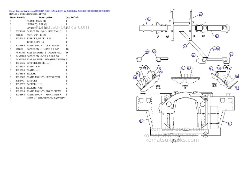 Komatsu afe50-bz 830e s/n a30781 & a30783 & a30789 cordero Parts catalog cover Page 4