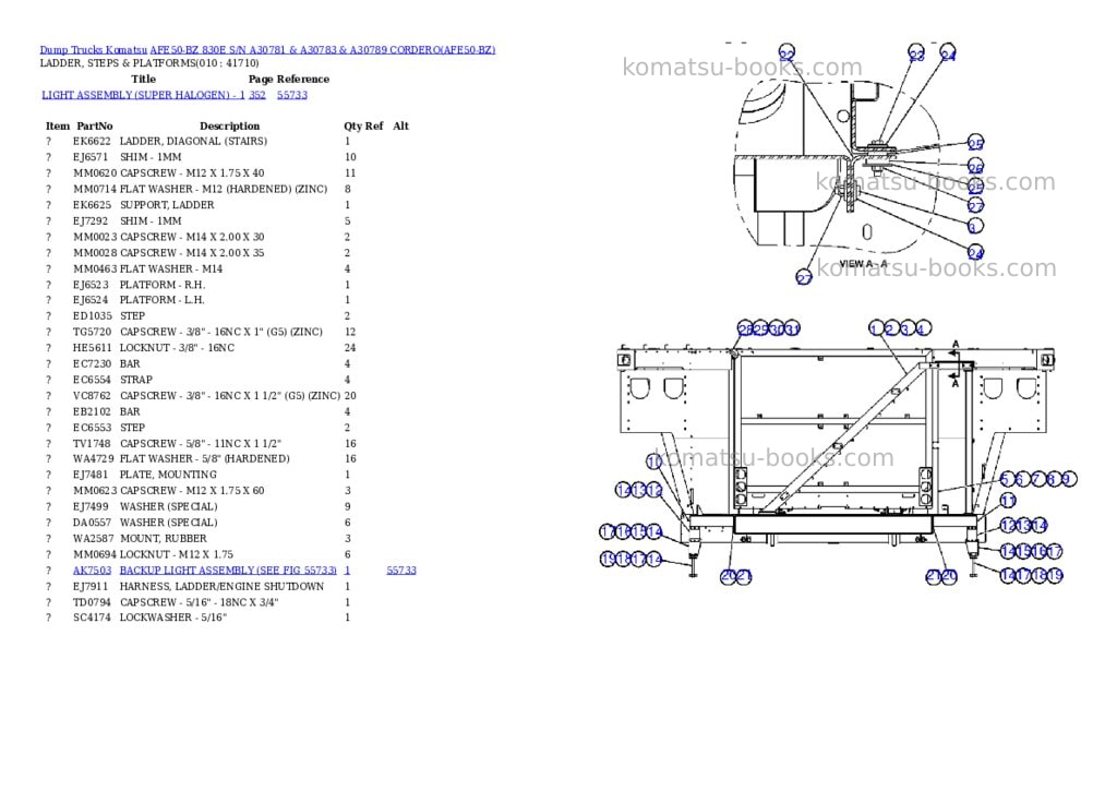 Komatsu afe50-bz 830e s/n a30781 & a30783 & a30789 cordero Parts catalog cover Page 5