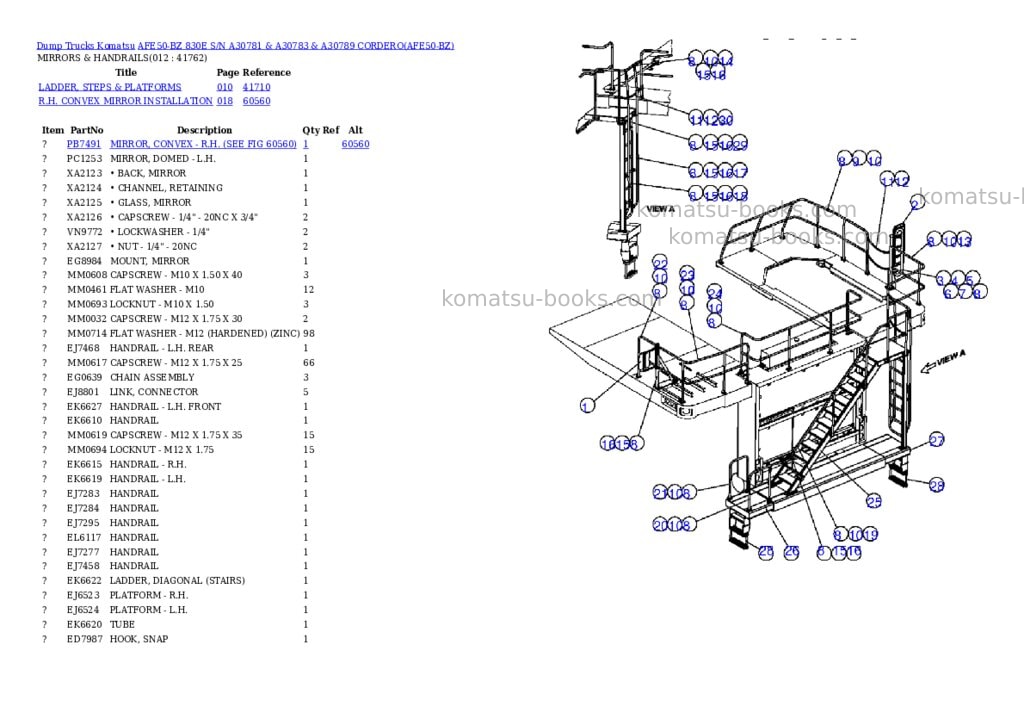 Komatsu afe50-bz 830e s/n a30781 & a30783 & a30789 cordero Parts catalog cover Page 6