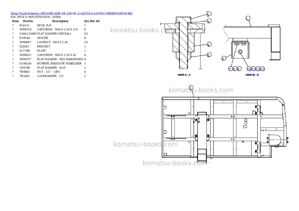 Komatsu afe50-bz 830e s/n a30781 & a30783 & a30789 cordero Parts catalog cover Page 8