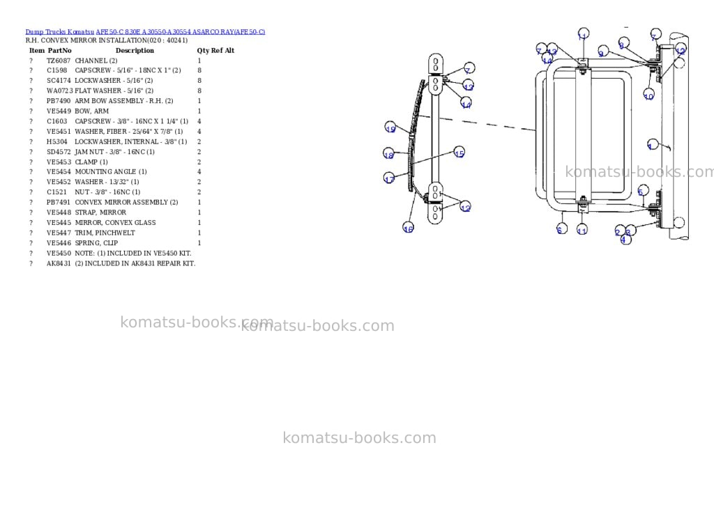 Komatsu afe50-c 830e a30550-a30554 asarco ray Parts catalog cover Page 10 Komatsu afe50-c 830e a30550-a30554 asarco ray Parts catalog cover Page 10