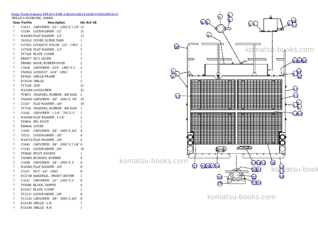 Komatsu afe50-c 830e a30550-a30554 asarco ray Parts catalog cover Page 3 Komatsu afe50-c 830e a30550-a30554 asarco ray Parts catalog cover Page 3