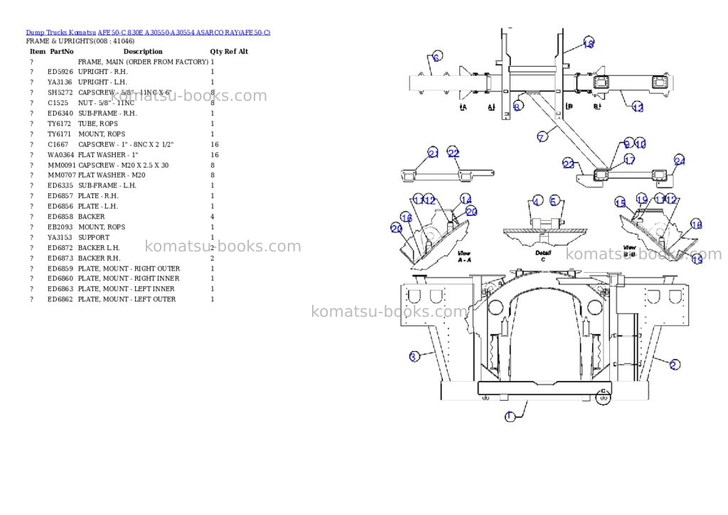 Komatsu afe50-c 830e a30550-a30554 asarco ray Parts catalog cover Page 4 Komatsu afe50-c 830e a30550-a30554 asarco ray Parts catalog cover Page 4