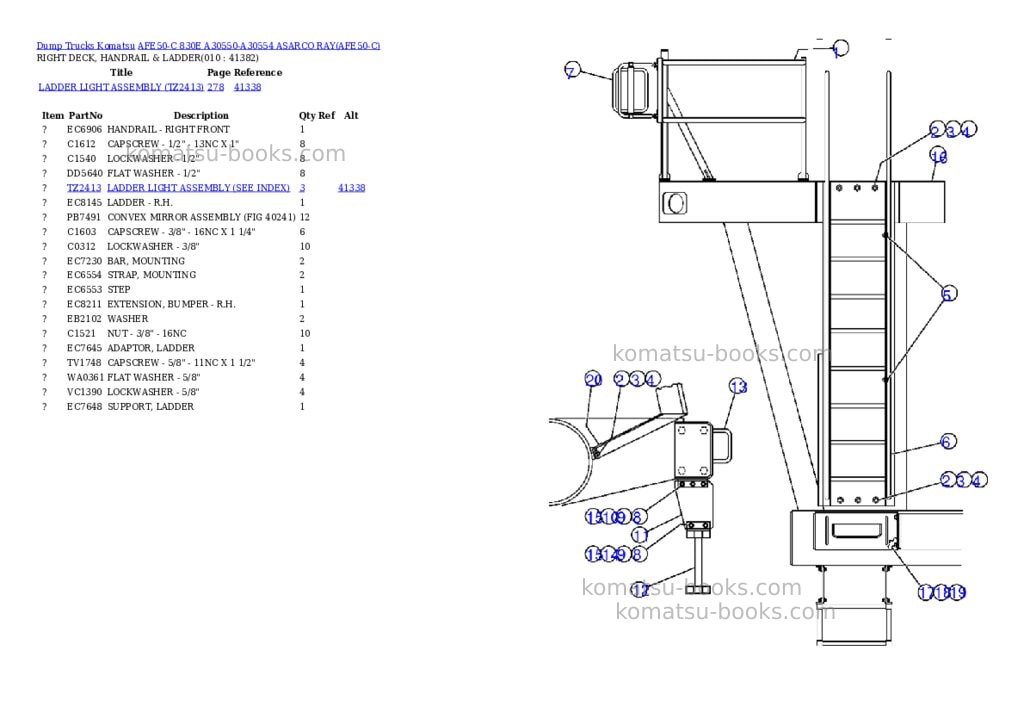Komatsu afe50-c 830e a30550-a30554 asarco ray Parts catalog cover Page 5 Komatsu afe50-c 830e a30550-a30554 asarco ray Parts catalog cover Page 5