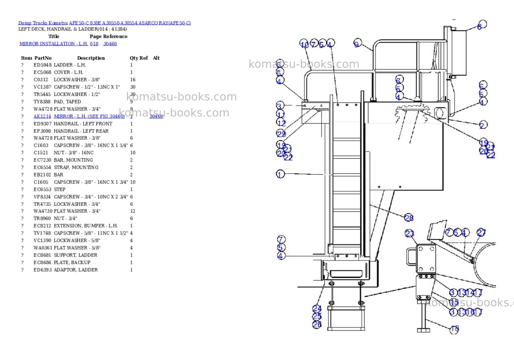 Komatsu afe50-c 830e a30550-a30554 asarco ray Parts catalog cover Page 7 Komatsu afe50-c 830e a30550-a30554 asarco ray Parts catalog cover Page 7