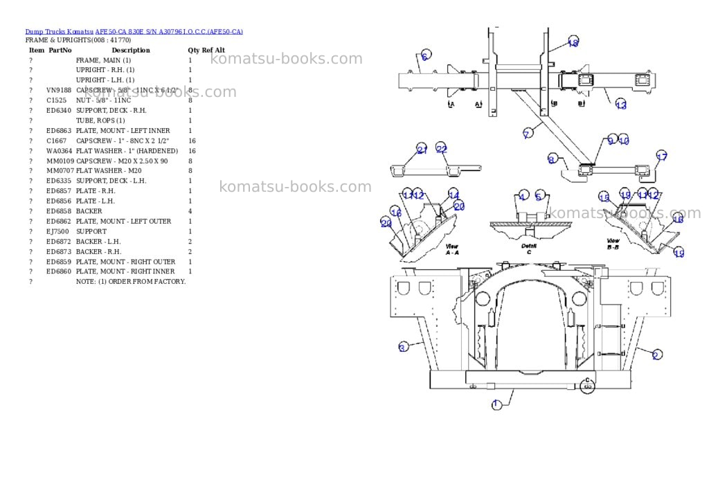 Komatsu afe50-ca 830e s/n a30796 i.o.c.c. Parts catalog cover Page 4
