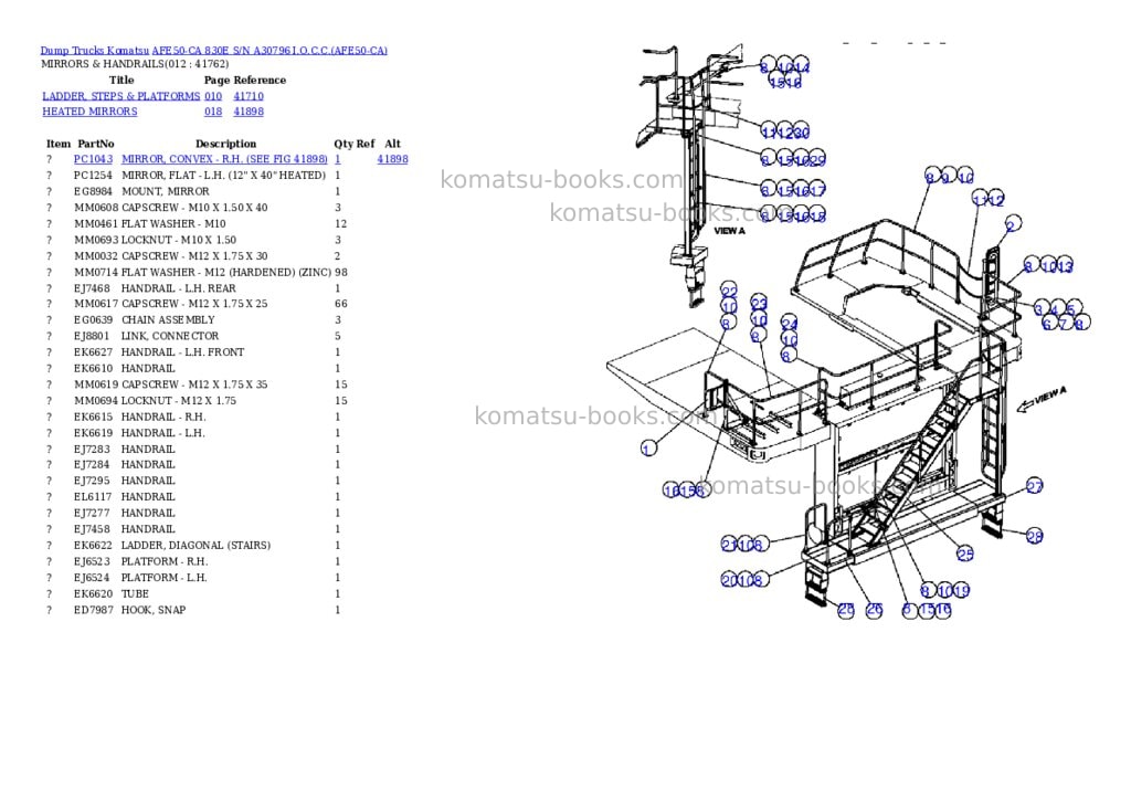 Komatsu afe50-ca 830e s/n a30796 i.o.c.c. Parts catalog cover Page 6