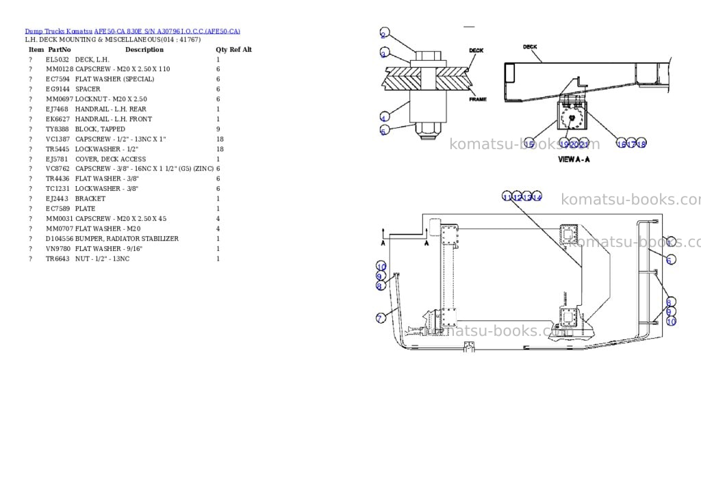 Komatsu afe50-ca 830e s/n a30796 i.o.c.c. Parts catalog cover Page 7
