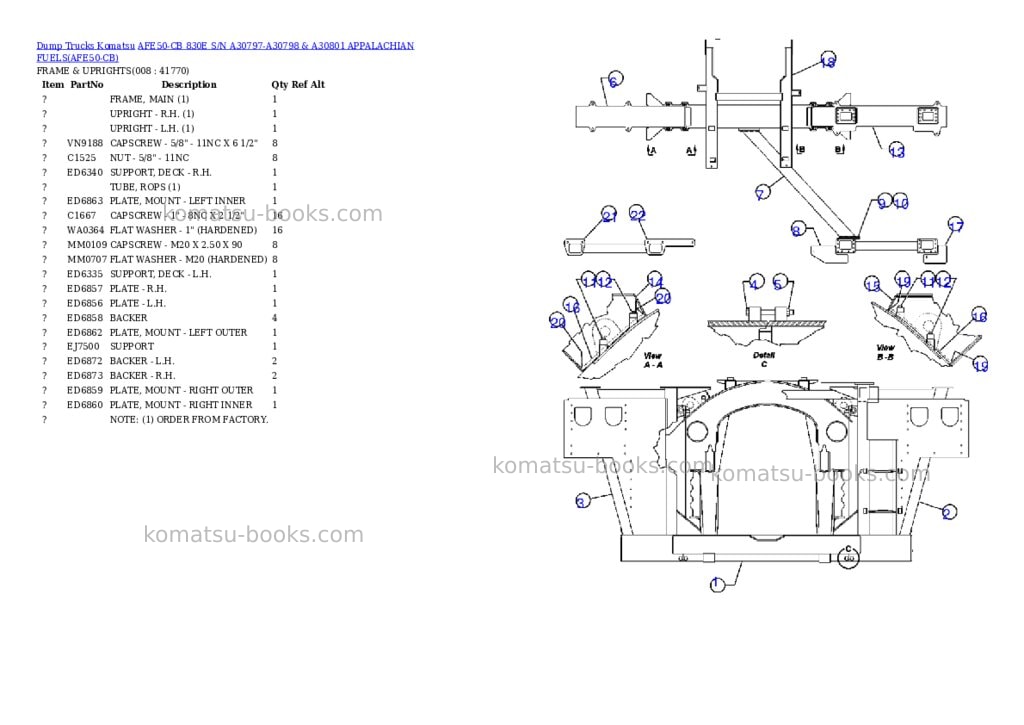 Komatsu afe50-cb 830e s/n a30797-a30798 & a30801 appalachian fuels Parts catalog cover Page 4 Komatsu afe50-cb 830e s/n a30797-a30798 & a30801 appalachian fuels Parts catalog cover Page 4