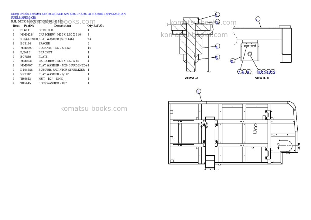 Komatsu afe50-cb 830e s/n a30797-a30798 & a30801 appalachian fuels Parts catalog cover Page 8 Komatsu afe50-cb 830e s/n a30797-a30798 & a30801 appalachian fuels Parts catalog cover Page 8